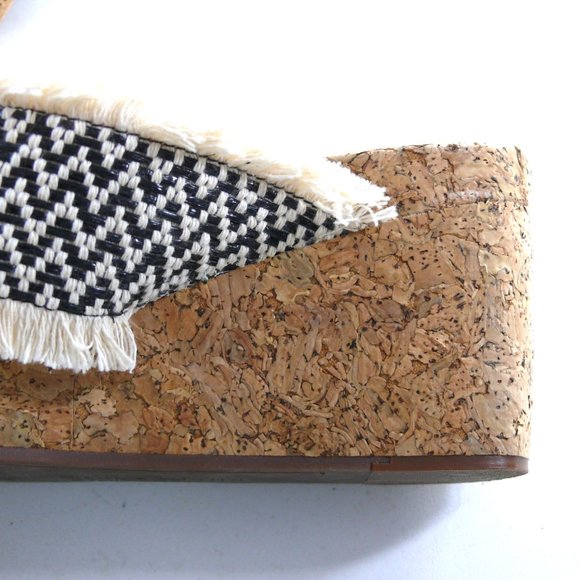 Lucky Brand Khillian open toe woven slides sandals criss cross cork wedge 9M - Picture 7 of 8